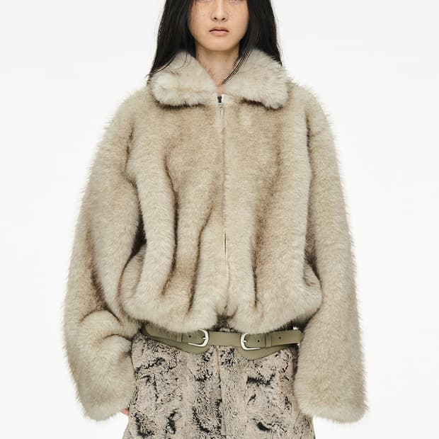 세릭 brushed fur jacket 퍼자켓 베이지