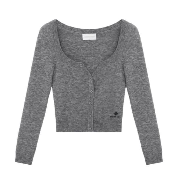 [6]슈슈통 25fw 와이드 라운드 넥 피티드 가디건/그레이