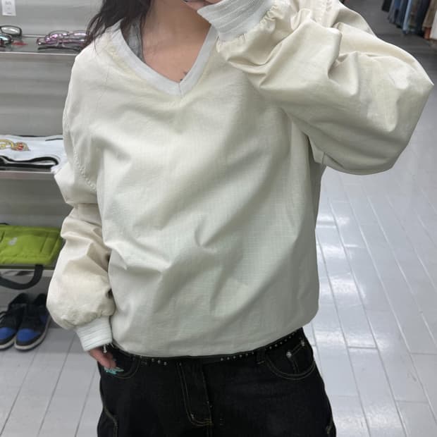 나이키 골프 00's 올드스쿨 리버시블 립스탑 나일론 웜업 V넥 풀오버