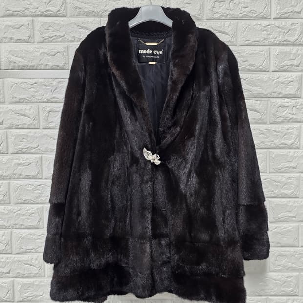 택포) L 블랙 통밍크 코트