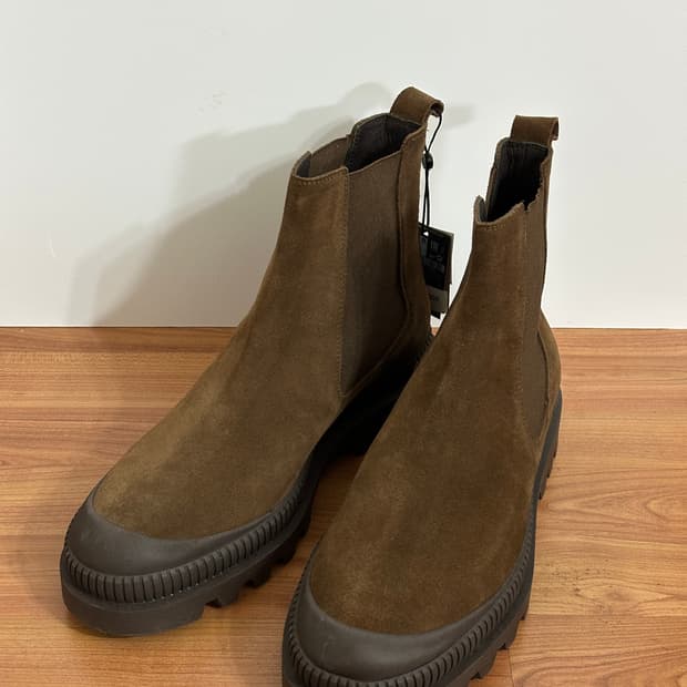 [1회착용] 마시모두띠 스웨이드 소가죽 첼시부츠 다크브라운 EU44