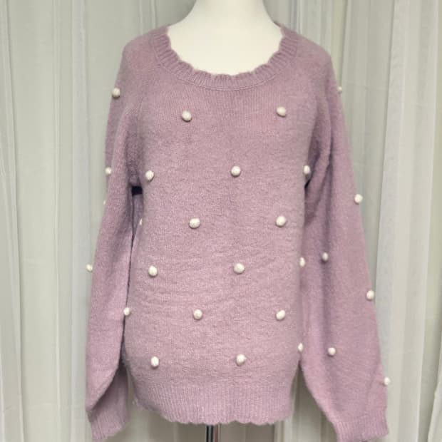 모리걸 딸기우유 핑크 폼폼니트