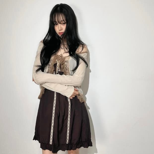 브라운 레이스 원피스
