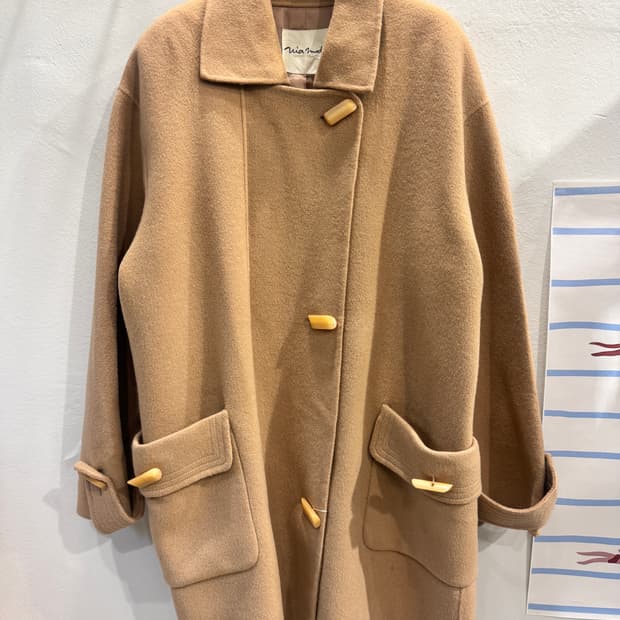 japan vintage 울 하프코트