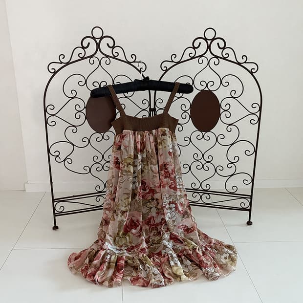 vintage rose chiffon dress