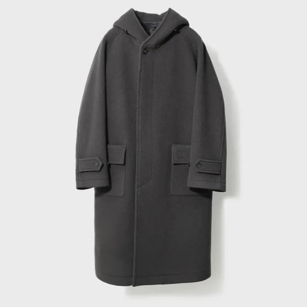 [L] 홀리선 후드 코트 차콜 그레이 22fw