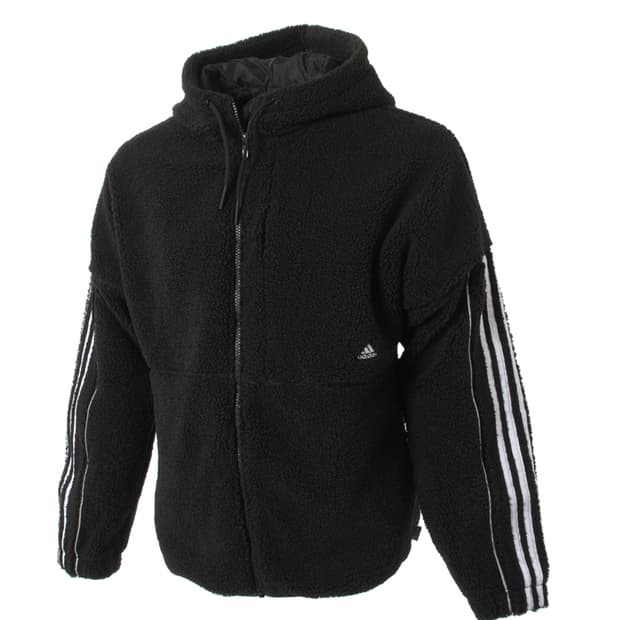 아디다스 보다 뽀글이 삼선 플리스 후드 집업