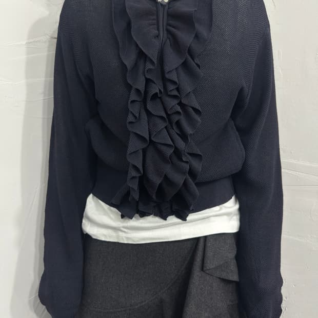 frill detail hood zipup