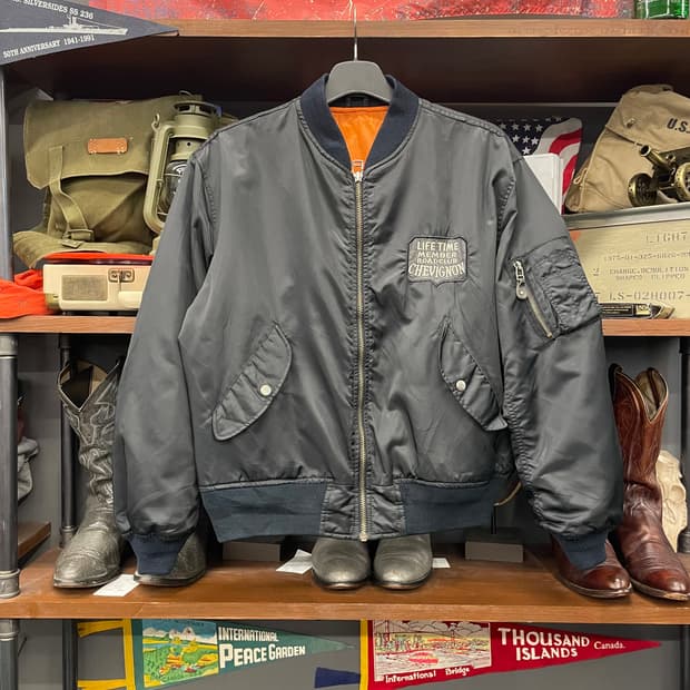 90s 쉐비뇽 후면 빅 자수 MA-1 봄버 항공 점퍼