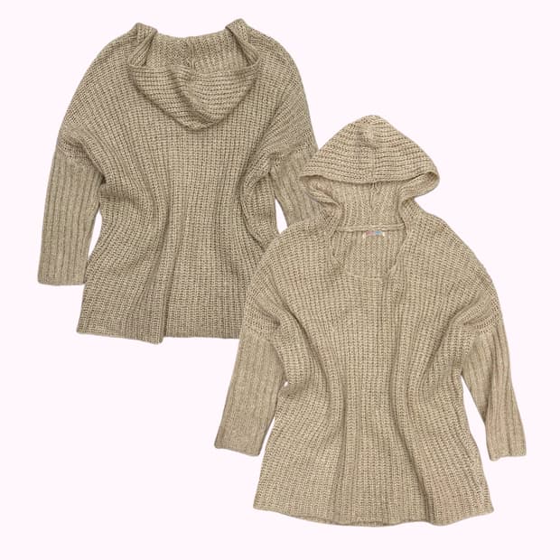 FREE'S MART glitter beige hood knit t