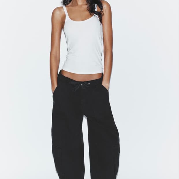 ZARA 자라 오버사이즈 카고 팬츠 블랙, 자라 카고 팬츠