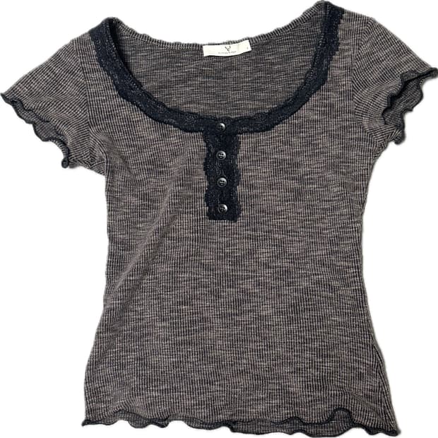 빈티지 블랙 레이스 middle tshirt