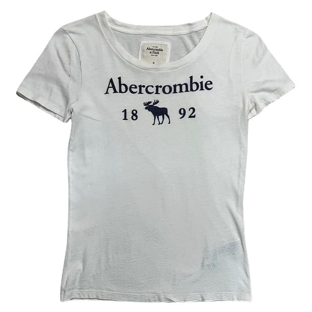 ABERCROMBIE & FITCH 센터로고 화이트 반팔티 M