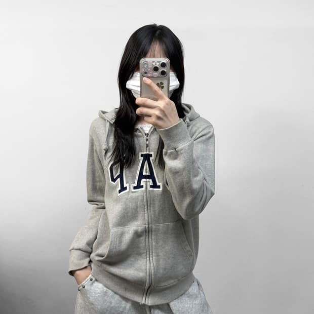 갭 Gap 스펠 로고 후드집업 그레이