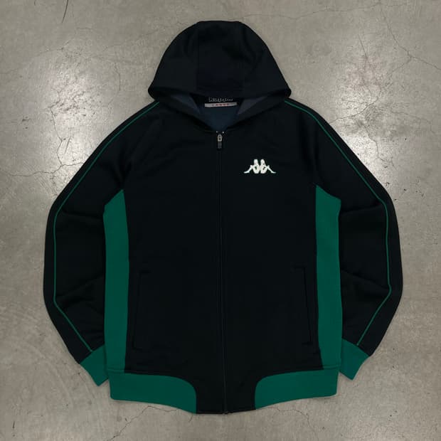 카파 블랙 배색 스펠아웃 트랙 후드 집업