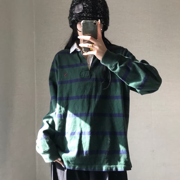 폴로 스트라이프 럭비티셔츠