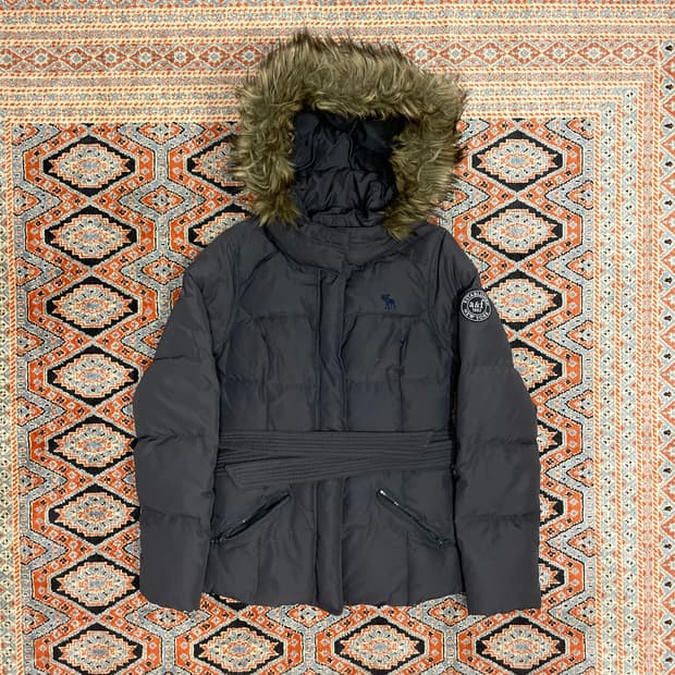 아베크롬비 차콜 다운 패딩 점퍼여성XS