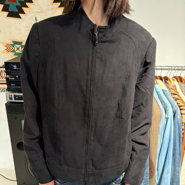 Tribal Studio 블랙 스웨이드 집업 자켓