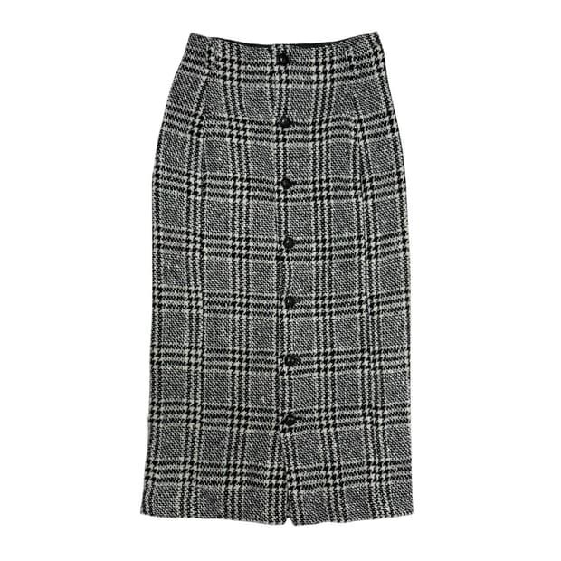 Y's 울 버튼 체크 스커트