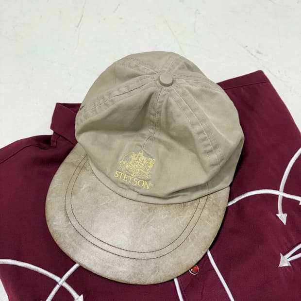 80-90's vtg Stetson Leather cotton cap