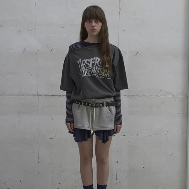 ASYMMETRIC PRINTED T-SHIRT (DARK GREY)