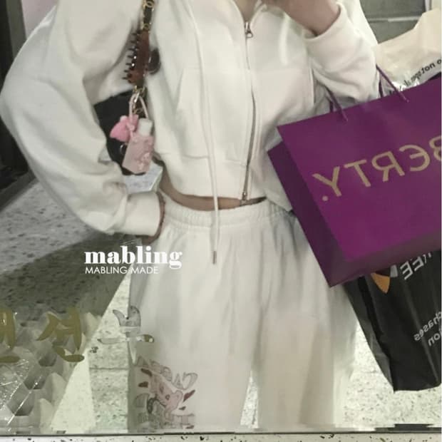 마블링 크롭 후디 후드집업