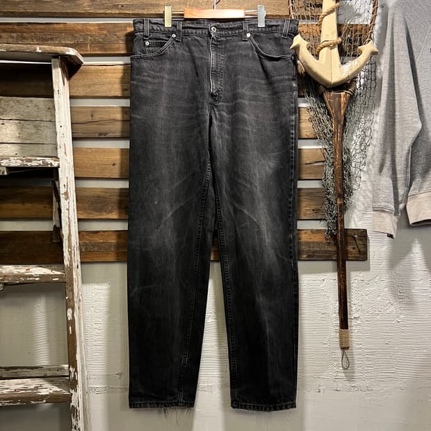 [38]90's 리바이스 오랜지탭 미국제 550 빈티지워싱 흑청 데님팬츠