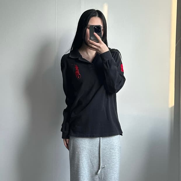 폴로 랄프로렌 빅포니 블랙 긴팔 카라티