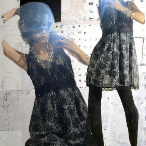 레오파드 스립원피스