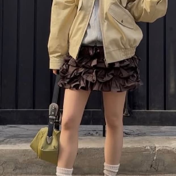 kilo 러플 미니 스커트 브라운