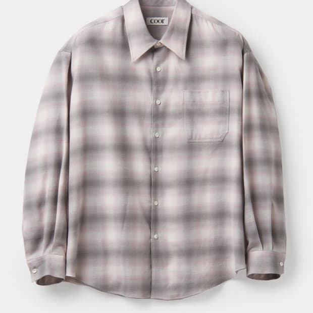 Coor /  옴브레 체크 오버사이즈 셔츠 / 그레이핑크 / L