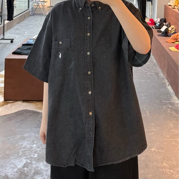 폴로 랄프로렌 흑청 데님 반팔 셔츠 H3028