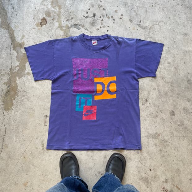 80s 나이키 Just Do IT Distressed Purple T