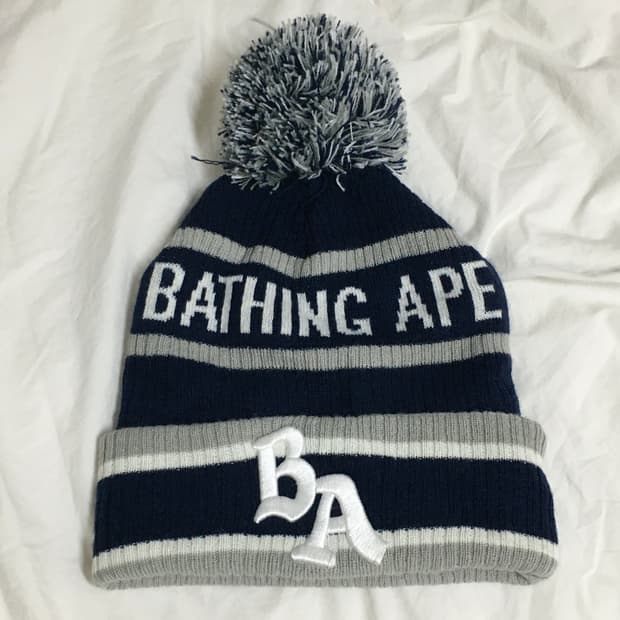 Bape 베이프 폼 폼 비니 네이비