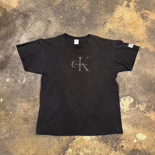 빈티지 90s CK 패러디 예수 티셔츠 