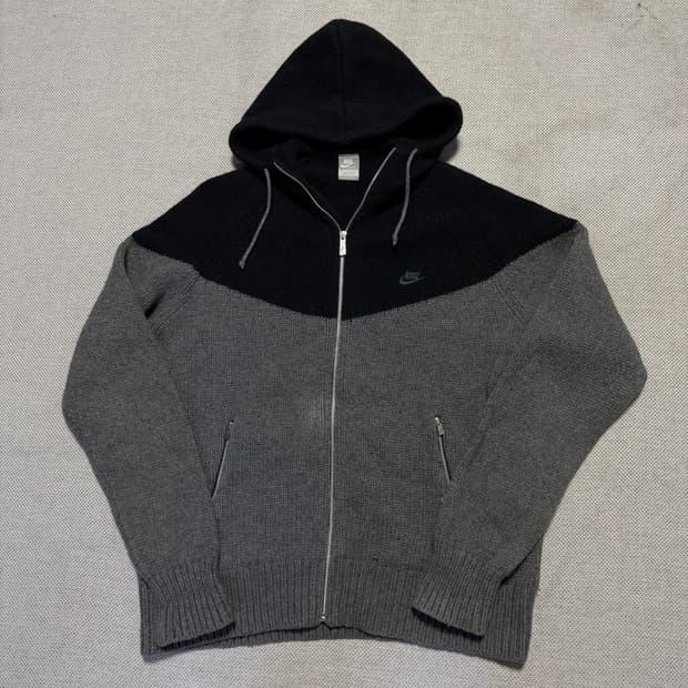 나이키 배색 니트 후드집업