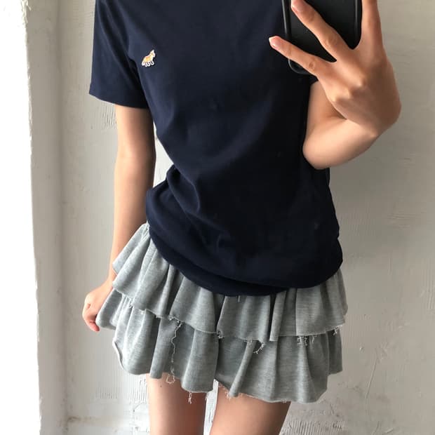 Maison Kitsuné 메종키츠네 네이비 폭스 와펜 티셔츠
