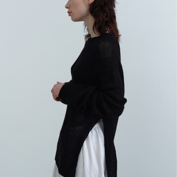오브헤덴 Side Slit Round Loose Knit (black)