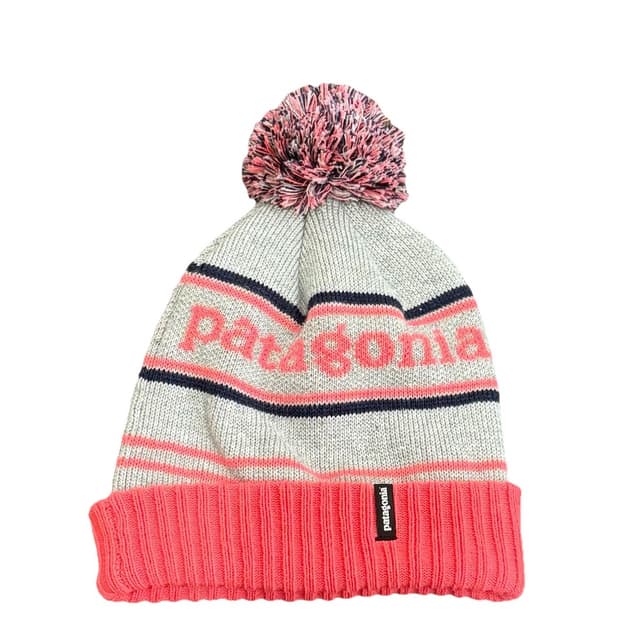 파타고니아 시그니처 로고 폼폼 니트 비니