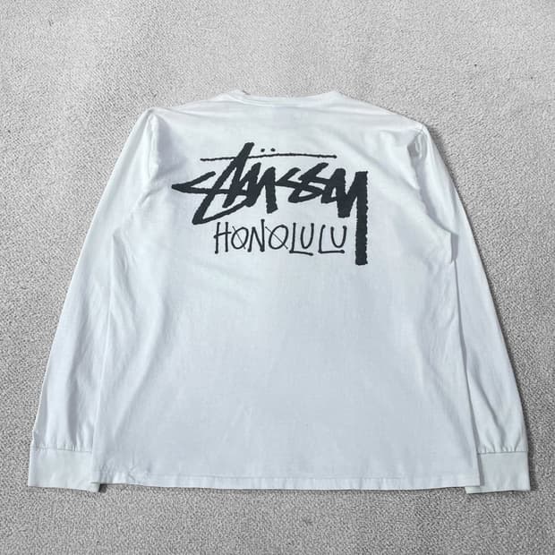 스투시 Stussy 호놀룰루 롱슬리브 화이트
