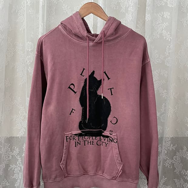 M) 어반디타입 블랙캣 피그먼트 후드 핑크