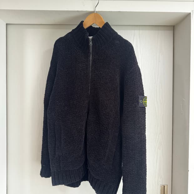 스톤아일랜드 코튼 셔닐 집업 가디건 L