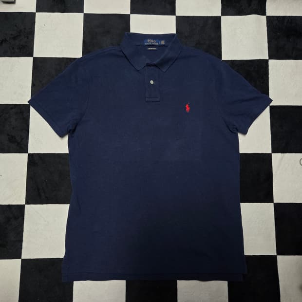 L 폴로랄프로렌 커스텀슬림핏 반팔카라티 네이비