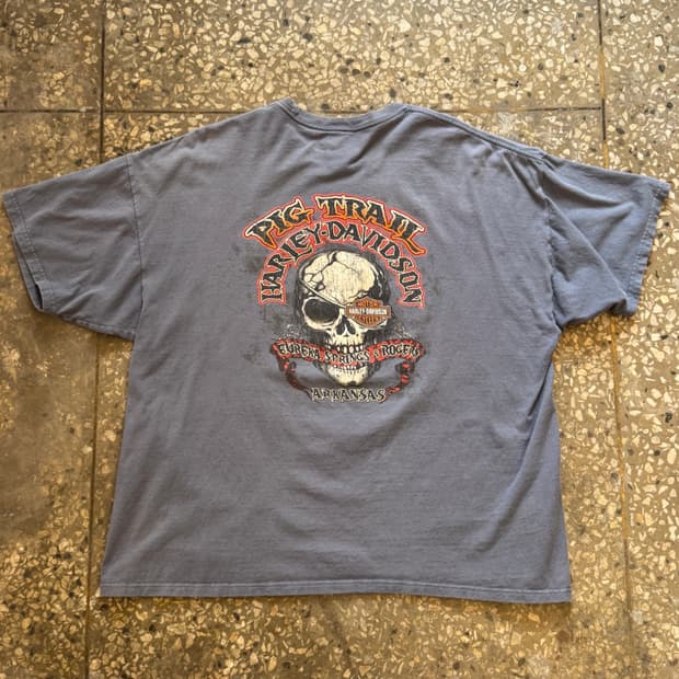 할리 데이비슨 스컬 로고 반팔 티셔츠(HT15)