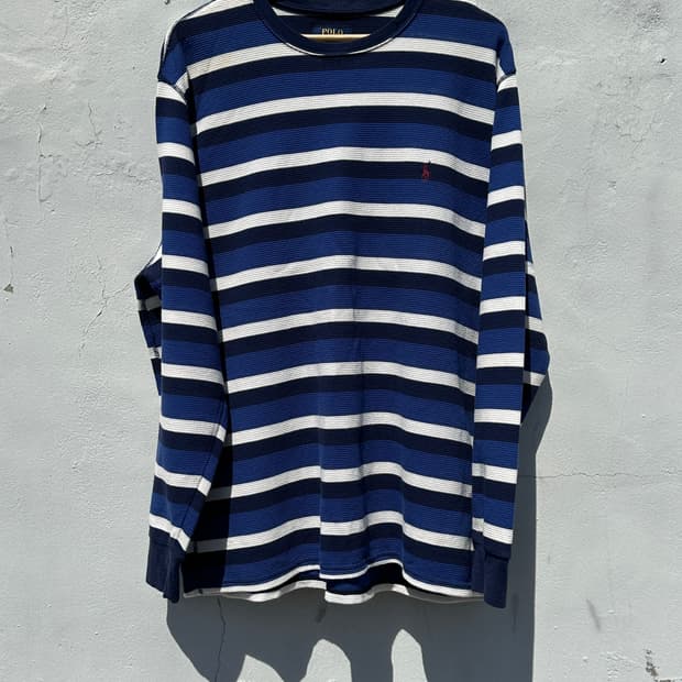 [2XL] 폴로 랄프로렌 스트라이프 와플 긴팔 티셔츠