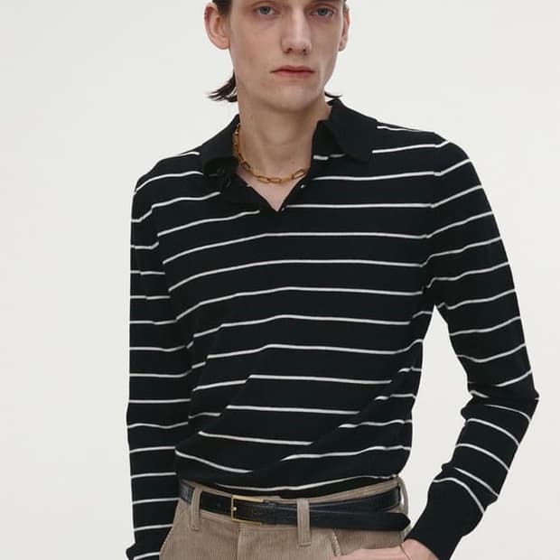 토니웩 슈퍼파인울 스트라이프 폴로 니트