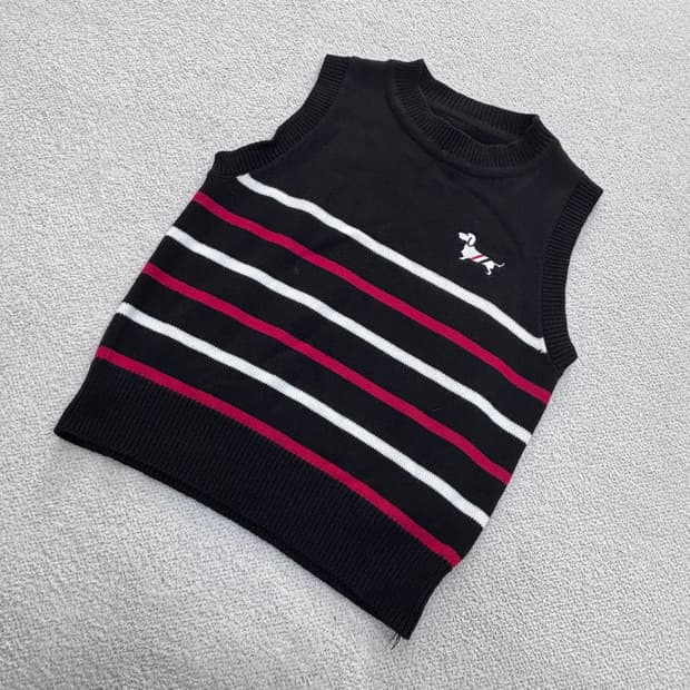 실측확인 빈티지 스트라이프 니트 조끼 0423E