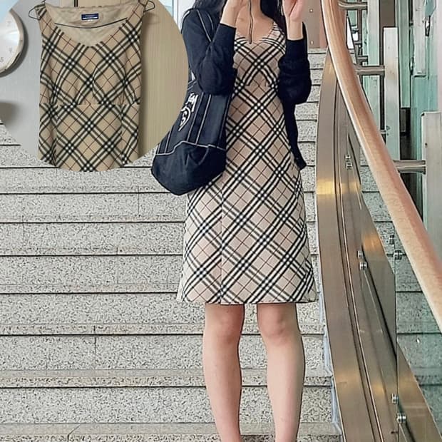 버버리 블루라벨 체크노바 원피스