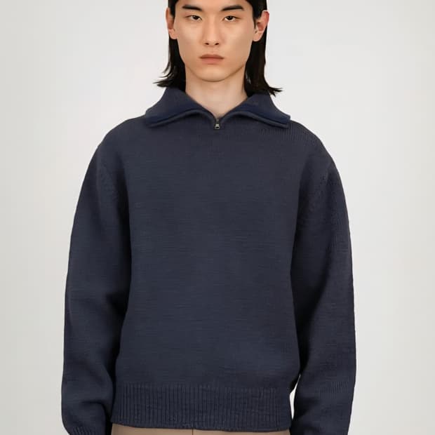 아모멘토 하프 집업 니트