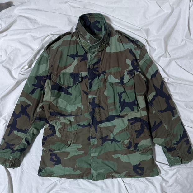 80s 미군 우드랜드 카모 m65 필드 자켓 ideal 지퍼